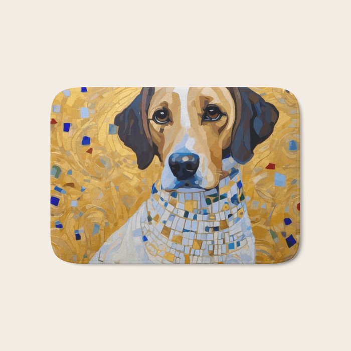 Gustav Klimt Style Dog in a Beautiful Dress Bath Mat Gallery Image 1