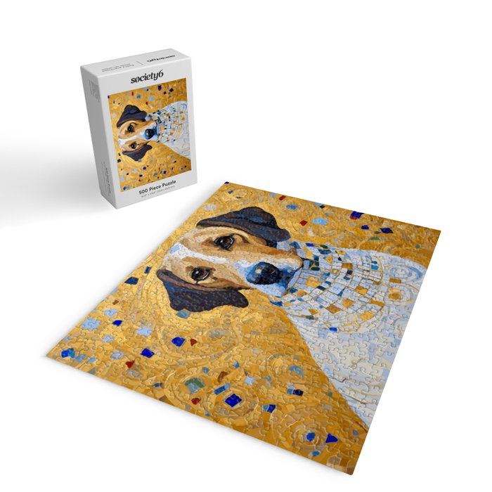 Gustav Klimt Style Dog in a Beautiful Dress Jigsaw Puzzle Gallery Image 2