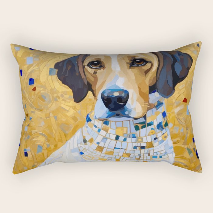 Gustav Klimt Style Dog in a Beautiful Dress Rectangular Pillow Gallery Image 1