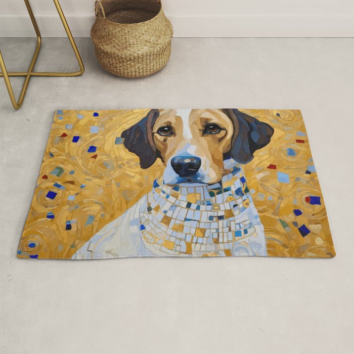 Gustav Klimt Style Dog in a Beautiful Dress Rug Gallery Image 1