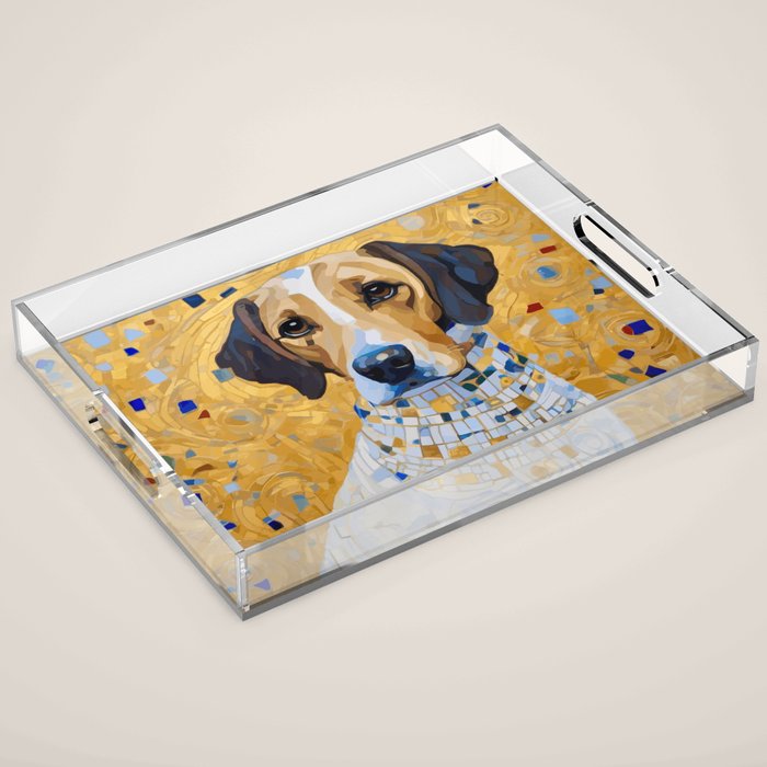 Gustav Klimt Style Dog in a Beautiful Dress Acrylic Tray Gallery Image 1