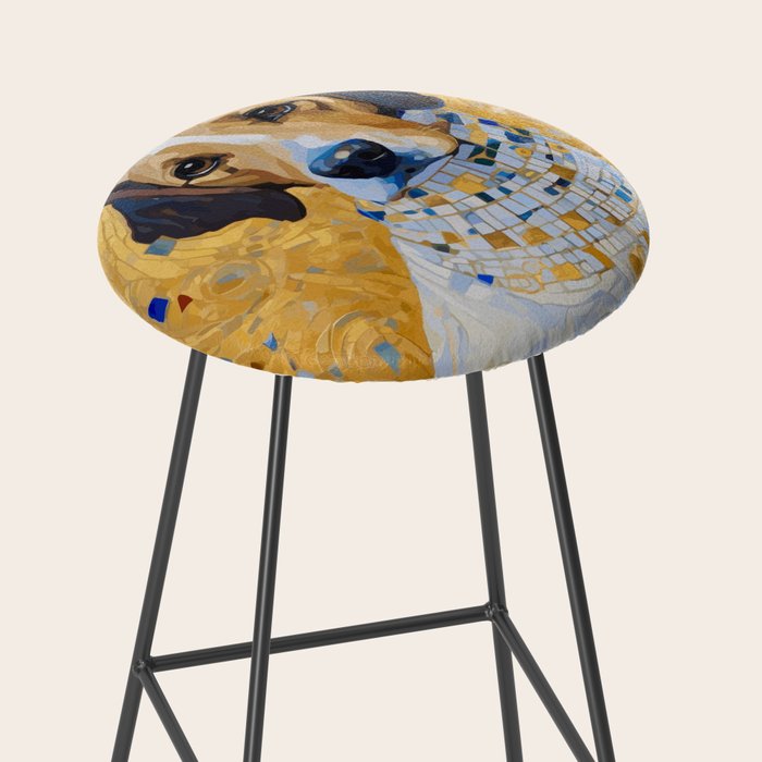 Gustav Klimt Style Dog in a Beautiful Dress Stool Gallery Image 2