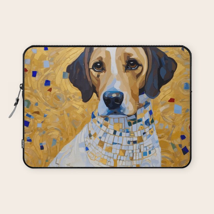 Gustav Klimt Style Dog in a Beautiful Dress Laptop Sleeve Gallery Image 1