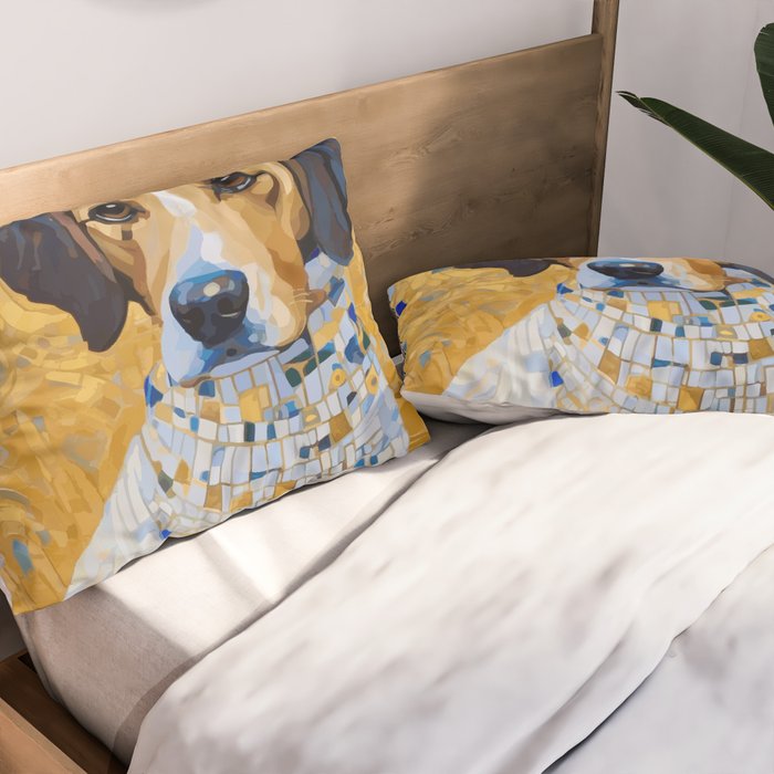 Gustav Klimt Style Dog in a Beautiful Dress Pillow Sham Gallery Image 2