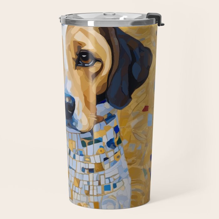 Gustav Klimt Style Dog in a Beautiful Dress Travel Mug Gallery Image 2