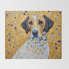 Gustav Klimt Style Dog in a Beautiful Dress Throw Blanket Gallery Image 2