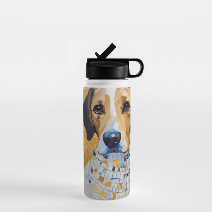 Gustav Klimt Style Dog in a Beautiful Dress Water Bottle Gallery Image 1