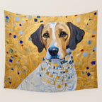 Gustav Klimt Style Dog in a Beautiful Dress Wall Tapestry Gallery Image 4
