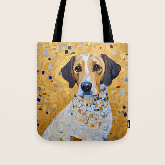 Gustav Klimt Style Dog in a Beautiful Dress Tote Bag Gallery Image 1