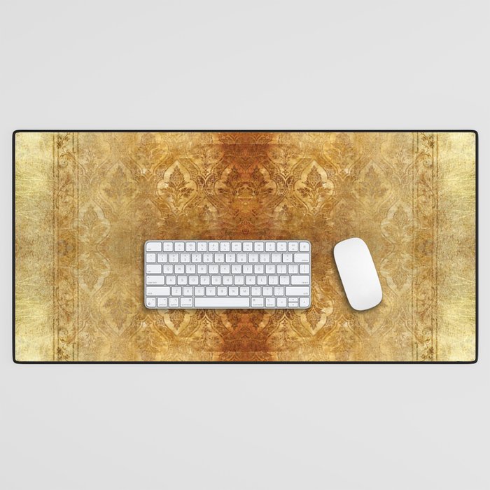 AGED GOLDEN DAMASK Shabby Chic  Desk Mat Gallery Image 1