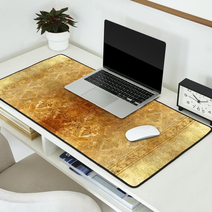 AGED GOLDEN DAMASK Shabby Chic  Desk Mat Gallery Image 2