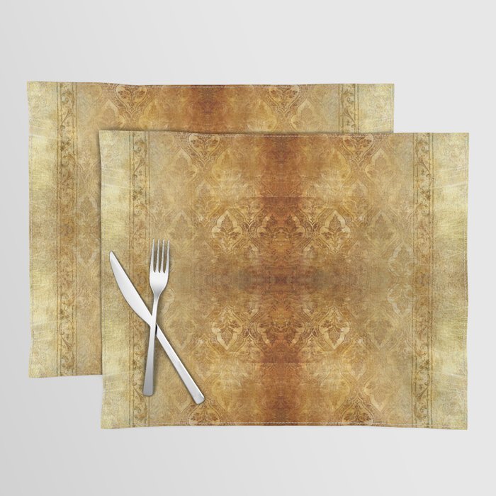 AGED GOLDEN DAMASK Shabby Chic  Placemat Gallery Image 1