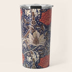 William Morris Windrush Blue Red Vintage Pattern Travel Mug Gallery Image 1