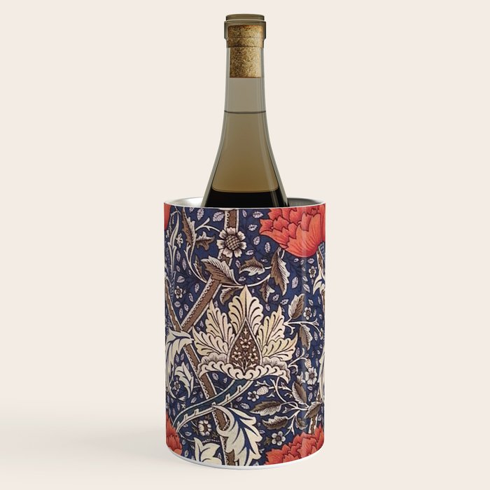 William Morris Windrush Blue Red Vintage Pattern Wine Chiller Gallery Image 1