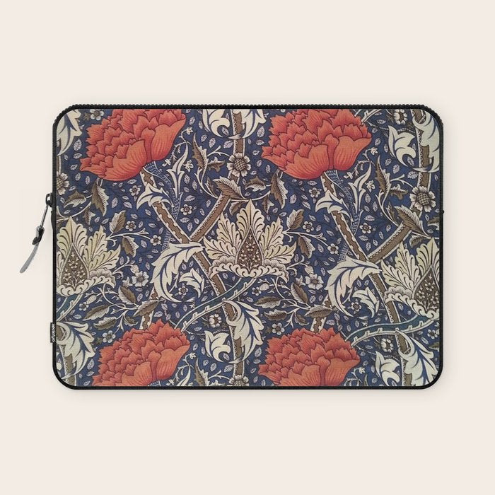 William Morris Windrush Blue Red Vintage Pattern Laptop Sleeve Gallery Image 1