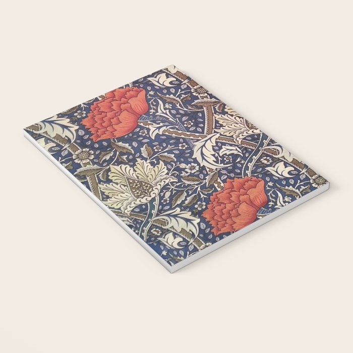 William Morris Windrush Blue Red Vintage Pattern Notebook Gallery Image 3