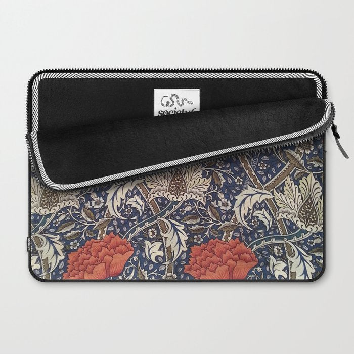 William Morris Windrush Blue Red Vintage Pattern Laptop Sleeve Gallery Image 2