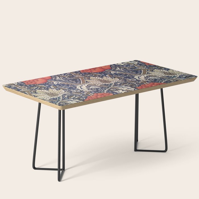 William Morris Windrush Blue Red Vintage Pattern Coffee Table Gallery Image 1