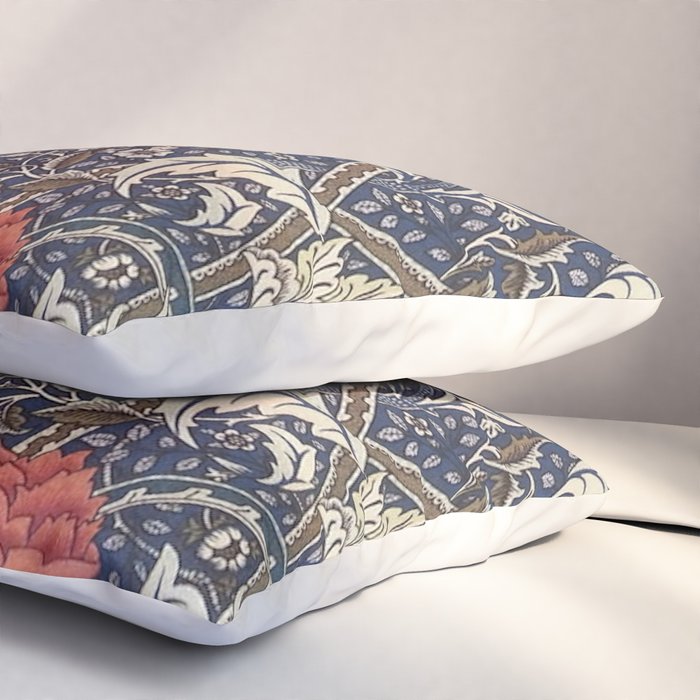 William Morris Windrush Blue Red Vintage Pattern Pillow Sham Gallery Image 3