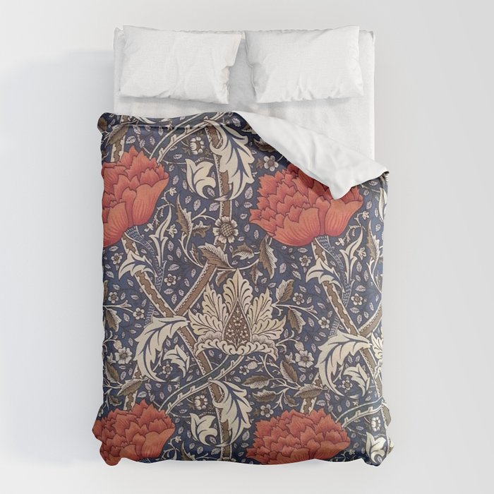 William Morris Windrush Blue Red Vintage Pattern Duvet Cover Gallery Image 6