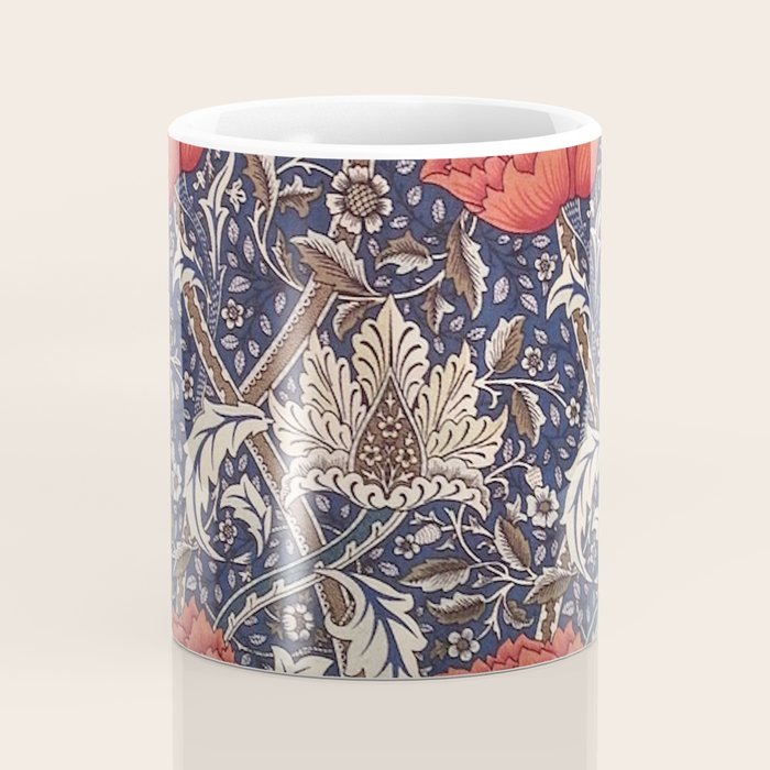 William Morris Windrush Blue Red Vintage Pattern Coffee Mug Gallery Image 4