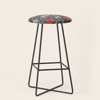 William Morris Windrush Blue Red Vintage Pattern Stool Gallery Image 1