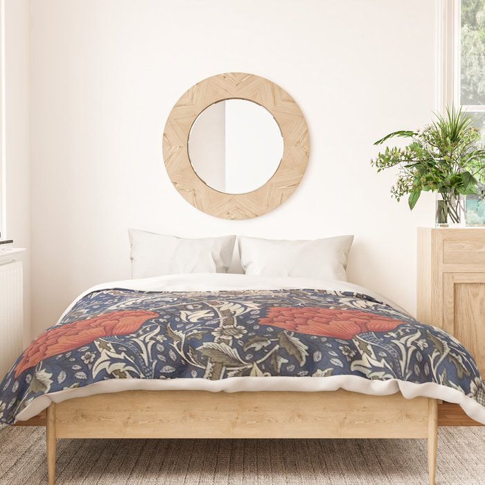 William Morris Windrush Blue Red Vintage Pattern Duvet Cover Gallery Image 3