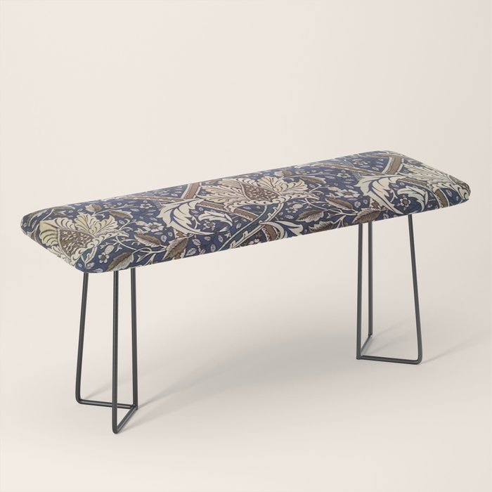 William Morris Windrush Blue Red Vintage Pattern Bench Gallery Image 1