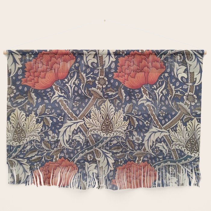 William Morris Windrush Blue Red Vintage Pattern Wall Hanging Gallery Image 1