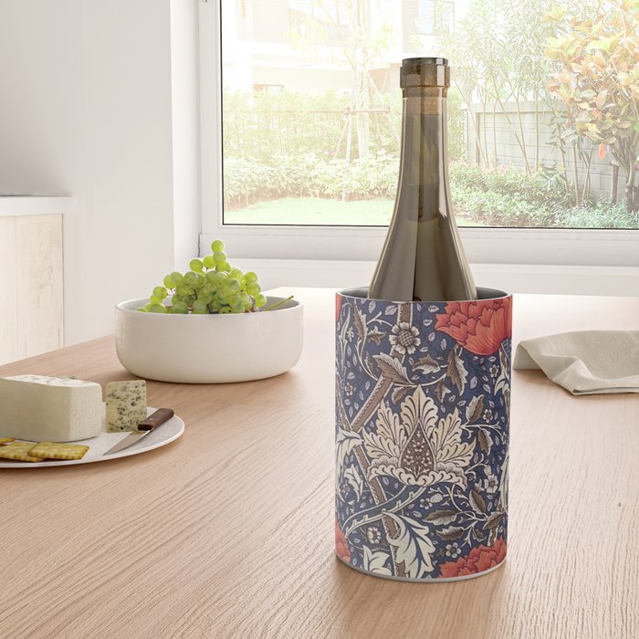 William Morris Windrush Blue Red Vintage Pattern Wine Chiller Gallery Image 4