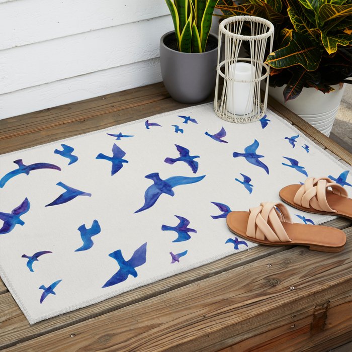 Blue Birds Outdoor Rug Gallery Image 2