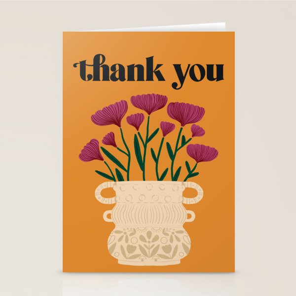Ivory Vintage Flower Vase on Marigold Stationery Card Gallery Image 2