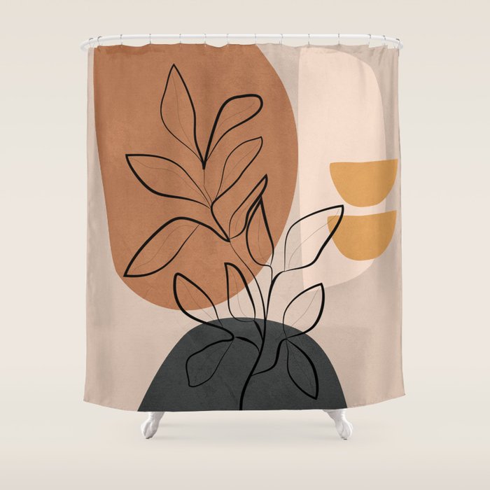Abstract Minimal Plant 1 Shower Curtain Gallery Image 1