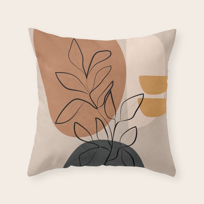 Abstract Minimal Plant 1 Throw Pillow Gallery Image 6