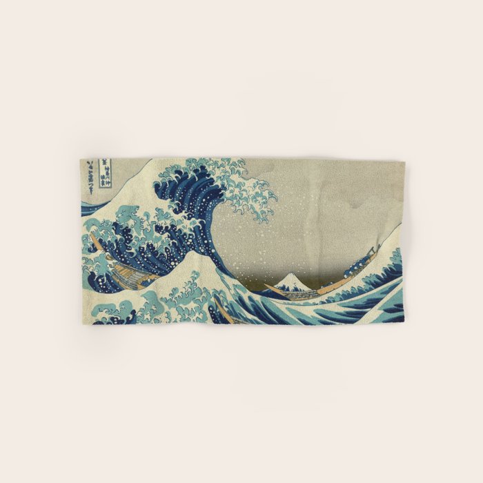 The Classic Japanese Great Wave off Kanagawa Print by Hokusai Bath Towel Gallery Image 1