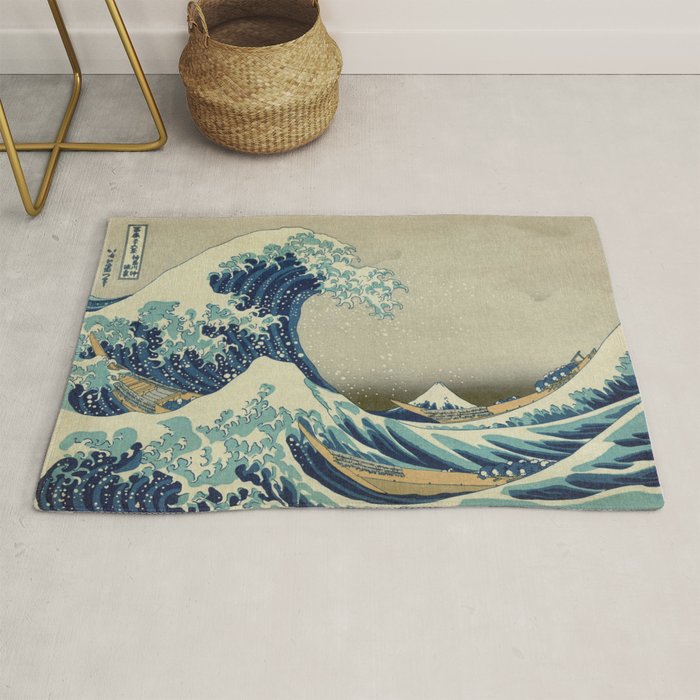 The Classic Japanese Great Wave off Kanagawa Print by Hokusai Rug Gallery Image 1