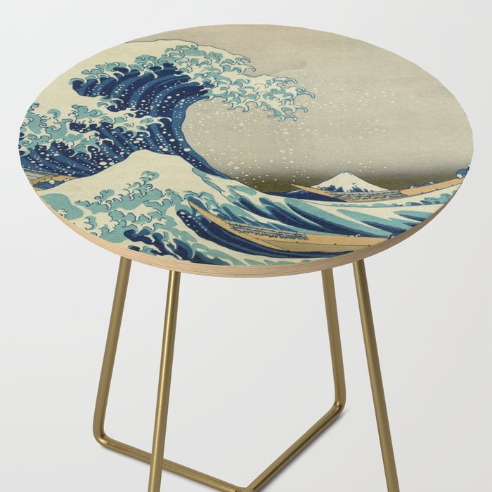 The Classic Japanese Great Wave off Kanagawa Print by Hokusai Side Table Gallery Image 2