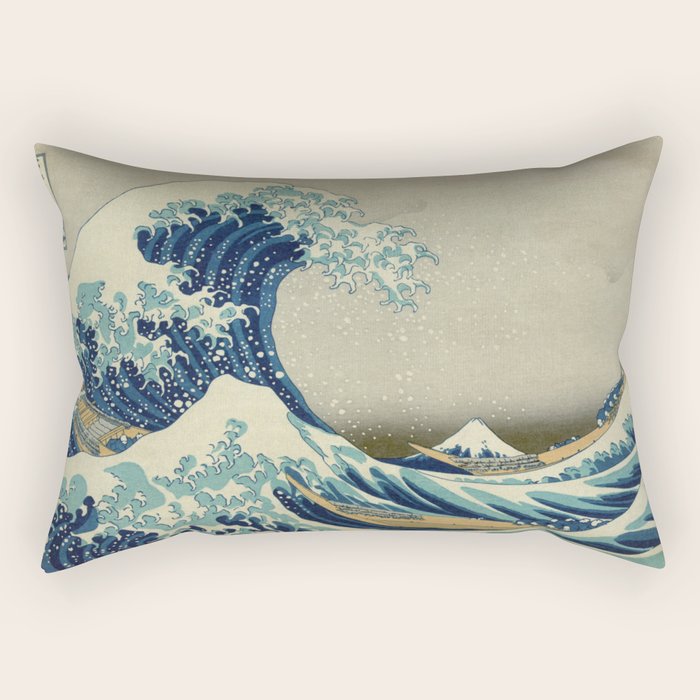 The Classic Japanese Great Wave off Kanagawa Print by Hokusai Rectangular Pillow Gallery Image 1