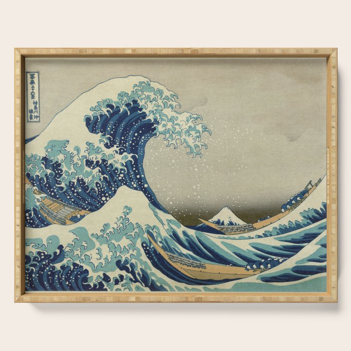 The Classic Japanese Great Wave off Kanagawa Print by Hokusai Serving Tray Gallery Image 1