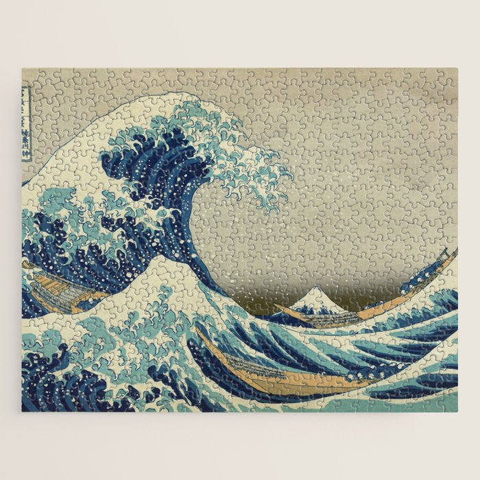 The Classic Japanese Great Wave off Kanagawa Print by Hokusai Jigsaw Puzzle Gallery Image 1