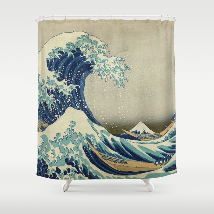 The Classic Japanese Great Wave off Kanagawa Print by Hokusai Shower Curtain Gallery Image 1