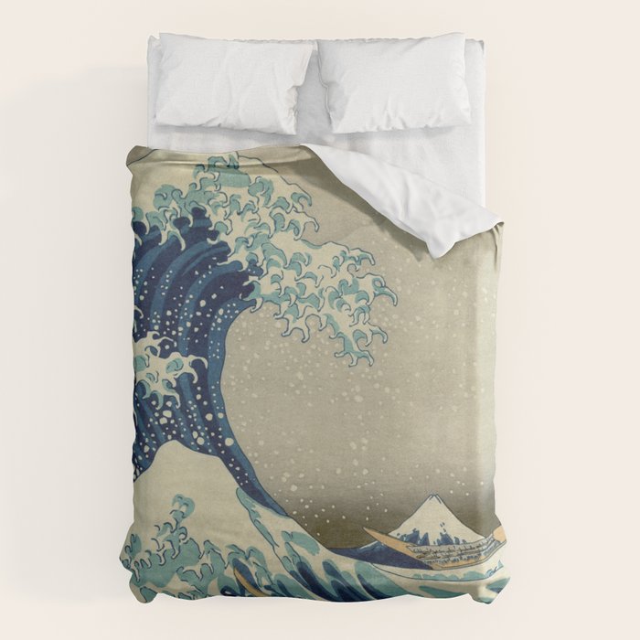 The Classic Japanese Great Wave off Kanagawa Print by Hokusai Duvet Cover Gallery Image 6
