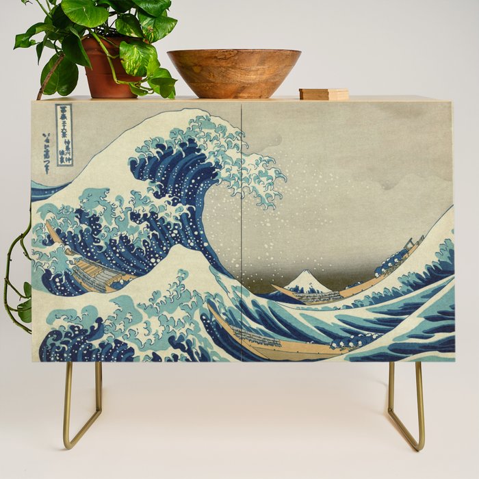 The Classic Japanese Great Wave off Kanagawa Print by Hokusai Credenza Gallery Image 1