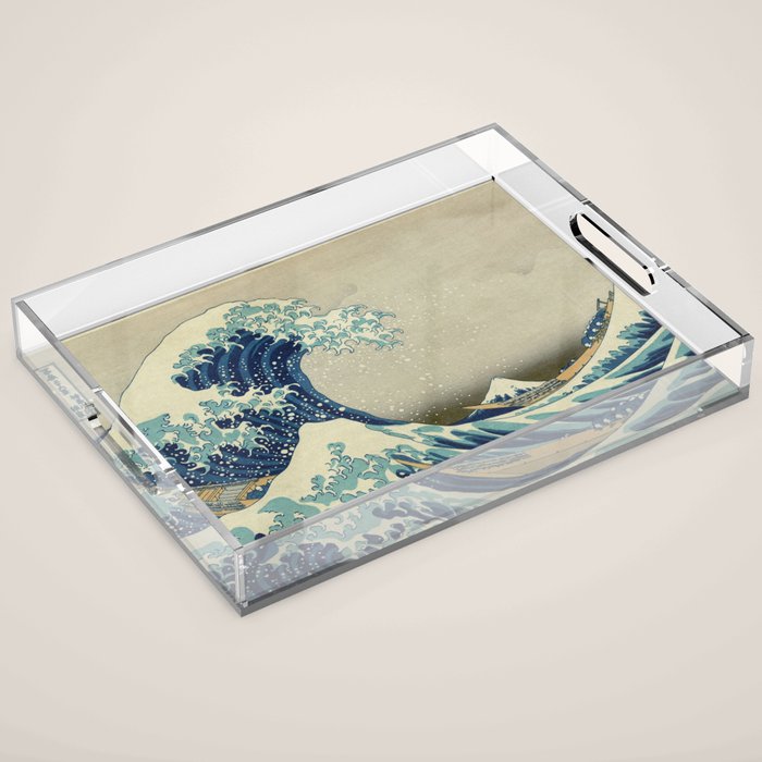 The Classic Japanese Great Wave off Kanagawa Print by Hokusai Acrylic Tray Gallery Image 1