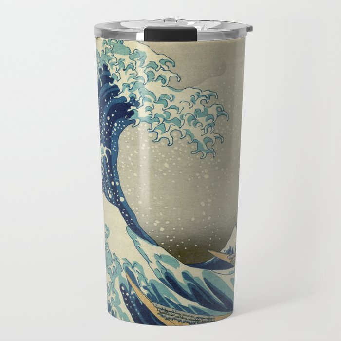 The Classic Japanese Great Wave off Kanagawa Print by Hokusai Travel Mug Gallery Image 1