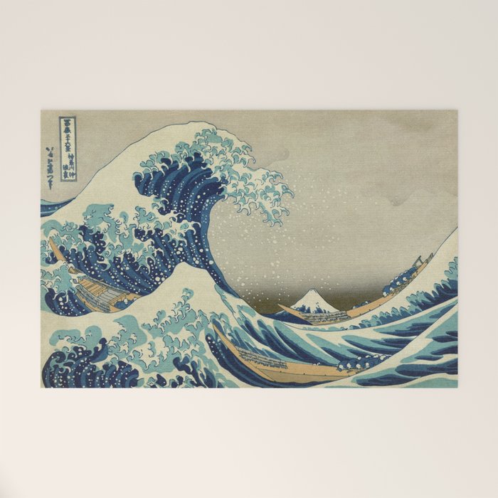 The Classic Japanese Great Wave off Kanagawa Print by Hokusai Welcome Mat Gallery Image 1