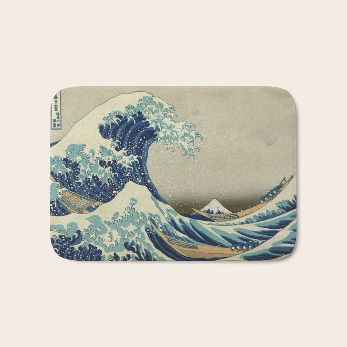 The Classic Japanese Great Wave off Kanagawa Print by Hokusai Bath Mat Gallery Image 1