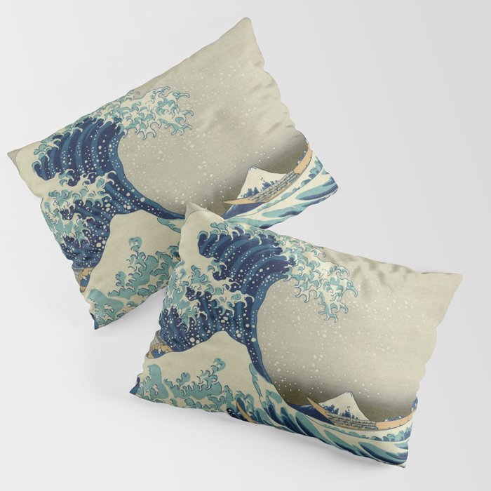 The Classic Japanese Great Wave off Kanagawa Print by Hokusai Pillow Sham Gallery Image 3