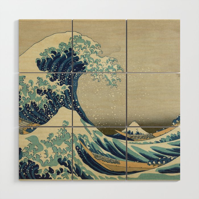The Classic Japanese Great Wave off Kanagawa Print by Hokusai Wood Wall Art Gallery Image 1