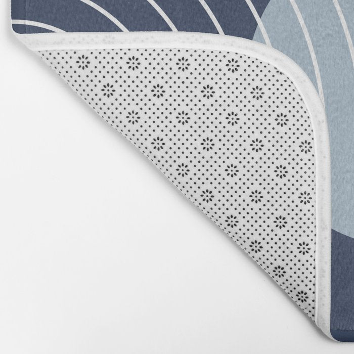 Geometric Lines in night Blue 10 (Rainbow and Sun Abstract) Bath Mat Gallery Image 2